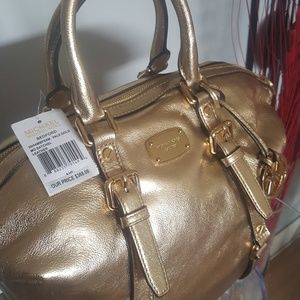 Michael Kors Bedford Satchel NWT Gold Metallic